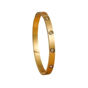 Stainless steel bracelet gold plated cz stones small size women 4mm wide…